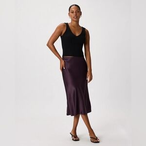 Quince 100% Washable Silk Midi Skirt In Purple M